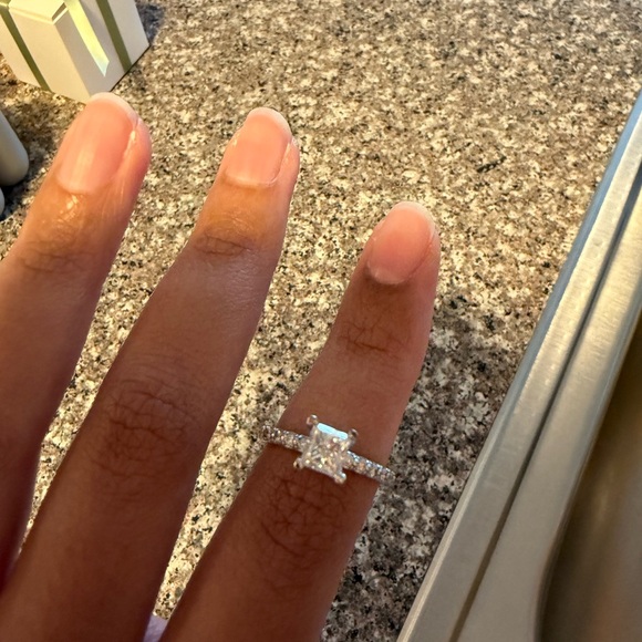 Princess Cut Natural Diamond Engagement Ring Approx 1CT 14K White Gold 6.5 - Picture 5 of 5